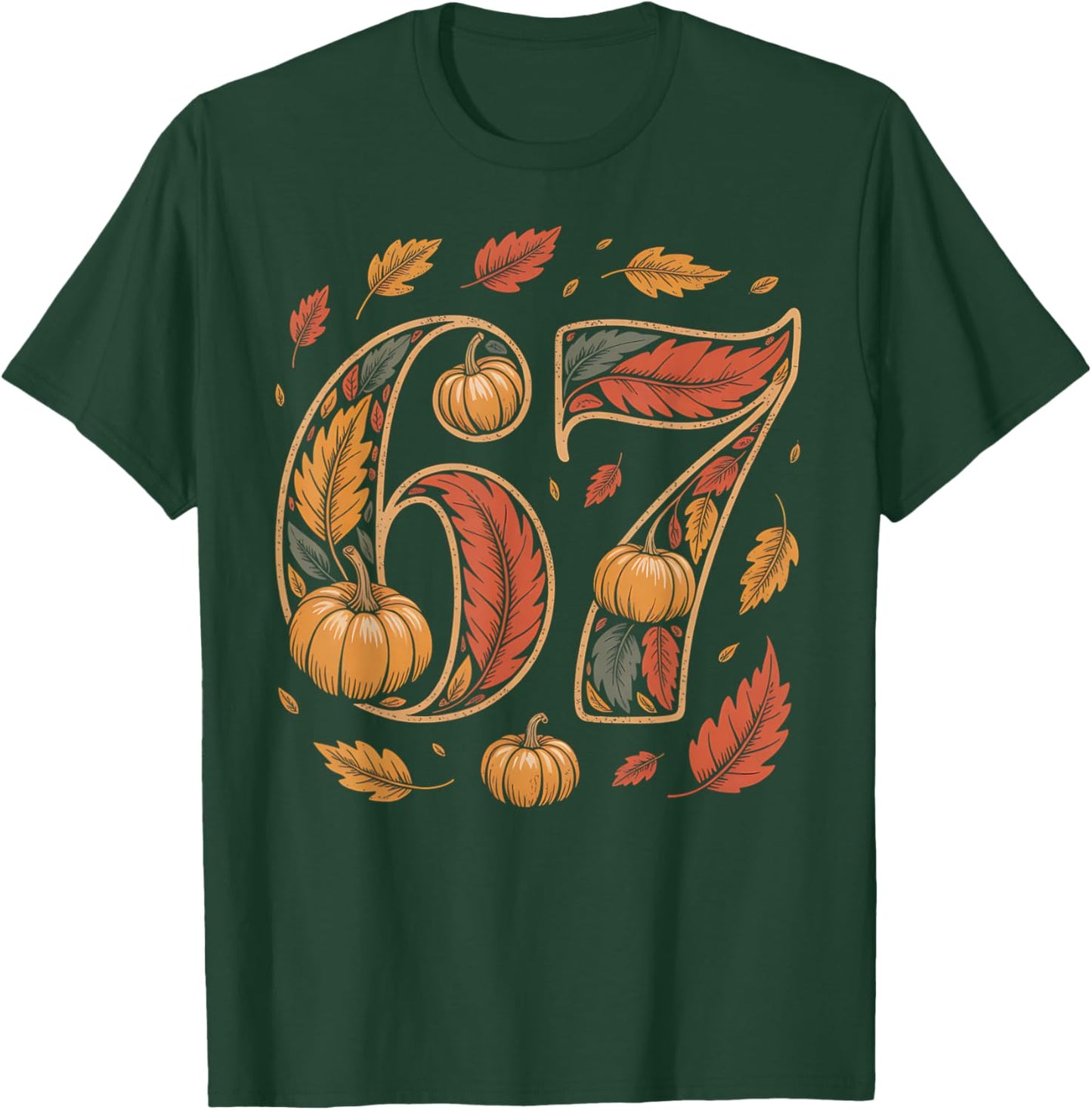 67 Six Seven Meme Fall Pumpkin Thanksgiving Vintage T-Shirt - T-Shirt | Forest