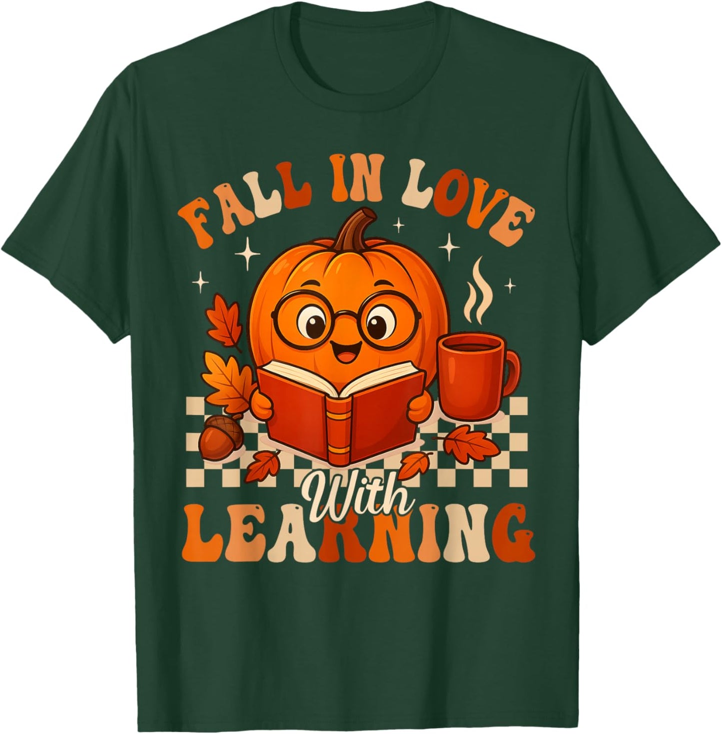 Fall in Love with Learning Pumpkin Book Autumn Halloween T-Shirt - T-Shirt | Forest