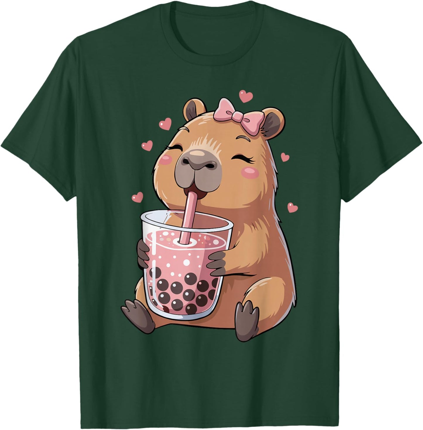 Cute Capybara Drinking Bubble Tea, for Girls, Capybara T-Shirt - T-Shirt | Forest