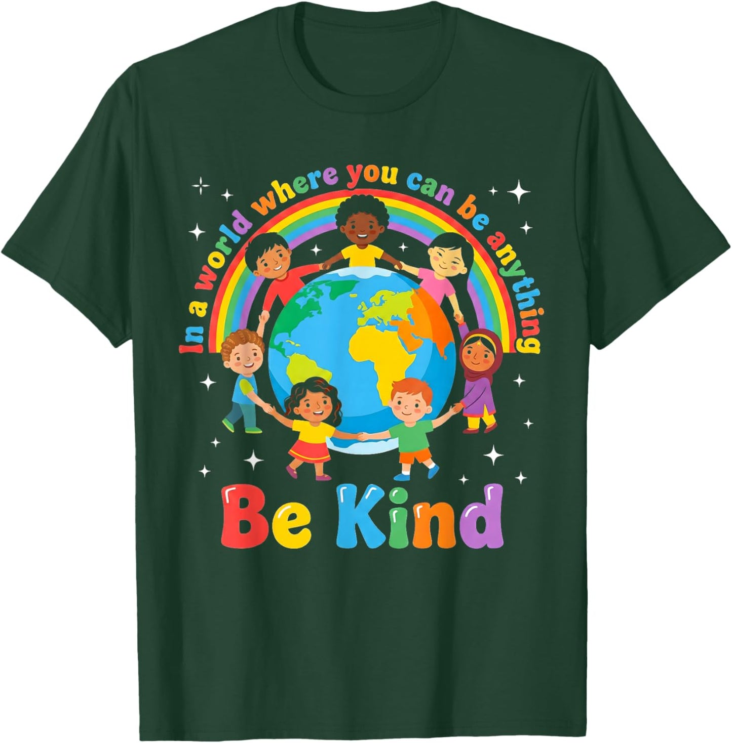 in A World Be Kind Positive Kids Choose Kindness T-Shirt - T-Shirt | Forest