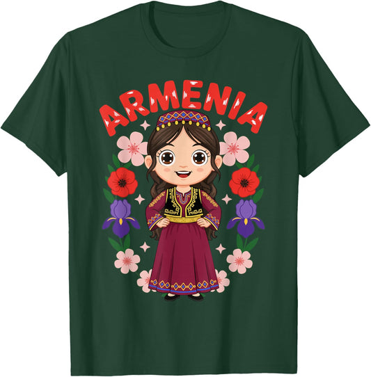 Armenia Armenian Girl Traditional Dress Flowers Heritage T-Shirt - T-Shirt | Forest