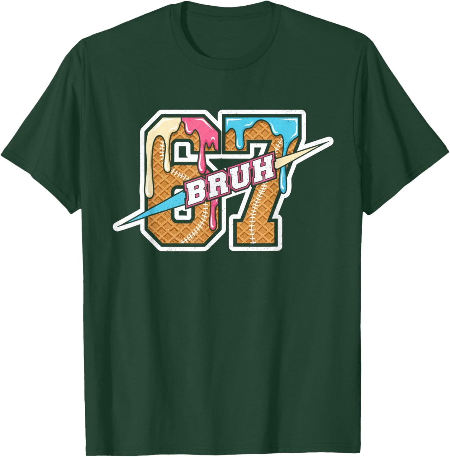 Six Seven Meme Boys Girls Kids Bruh 67 Ice Cream Drip T-Shirt - T-Shirt | Forest