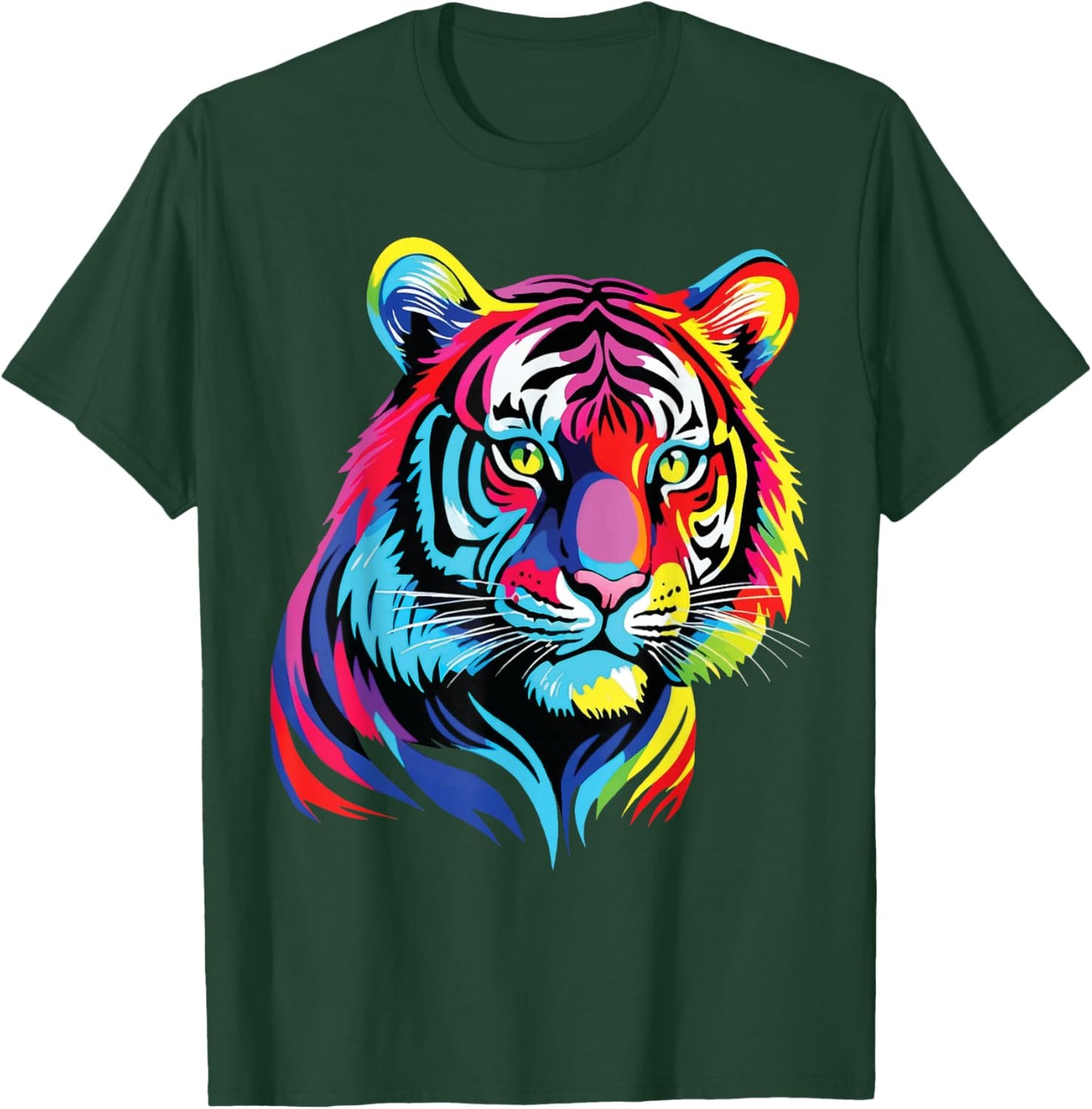 Colorful Tiger Portrait Painting Safari Zoo Wildlife Ranger T-Shirt - T-Shirt | Forest