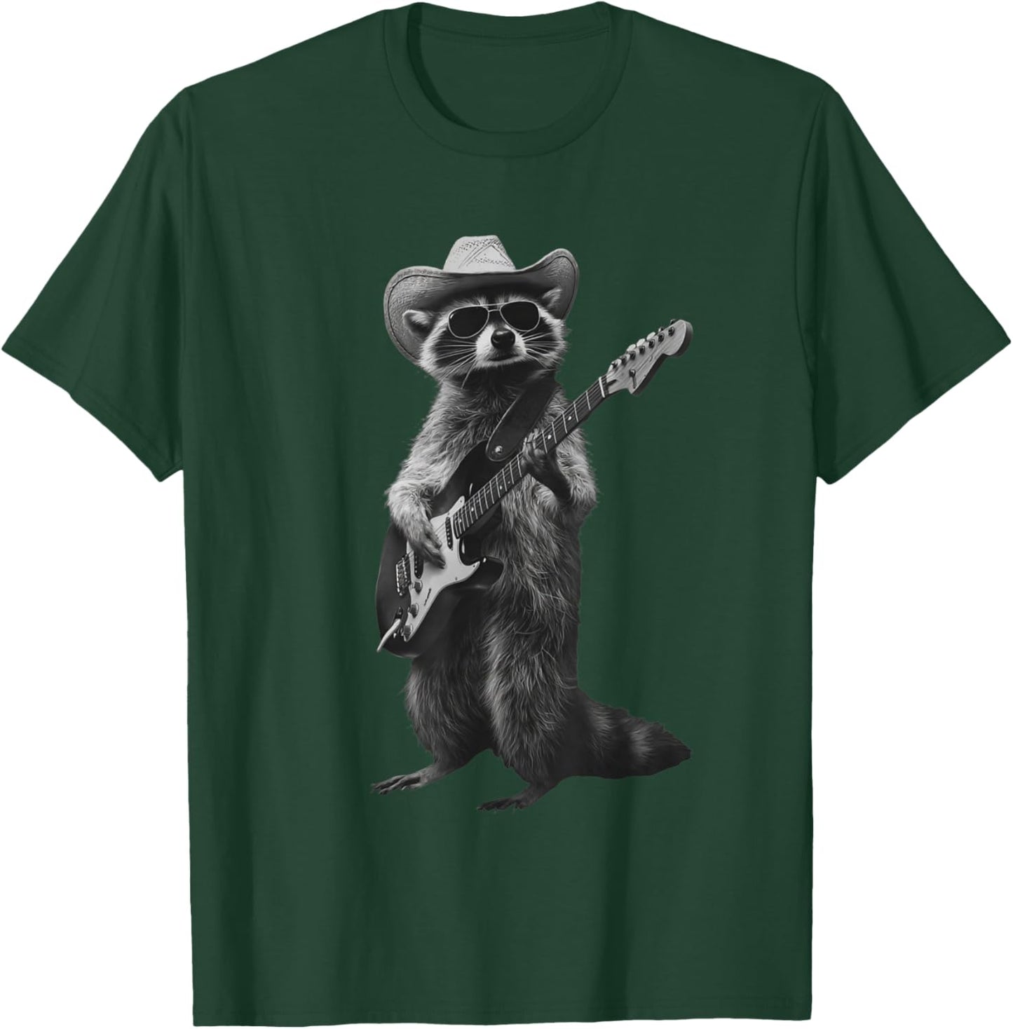 Funny Raccoon Guitar T-Shirt - T-Shirt | Forest