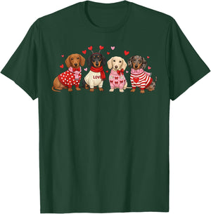 Dachshund Valentine Dachshund Valentine’s Day Sausage Dog T-Shirt - T-Shirt | Forest