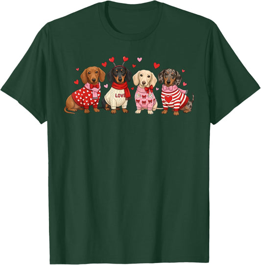 Dachshund Valentine Dachshund Valentine’s Day Sausage Dog T-Shirt - T-Shirt | Forest