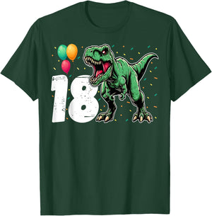 18th Birthday Dinosaur Lover 18 Years Old Boys Girls T-Shirt - T-Shirt | Forest