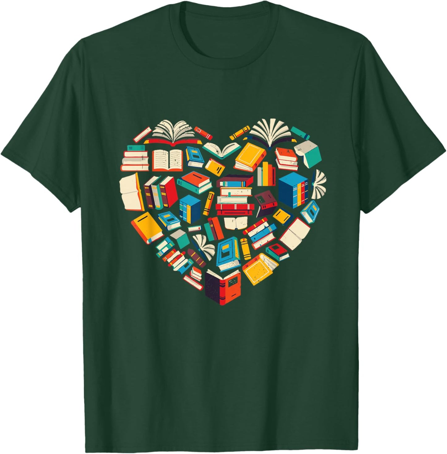 Book Lover Heart Reading Library Design T-Shirt - T-Shirt | Forest
