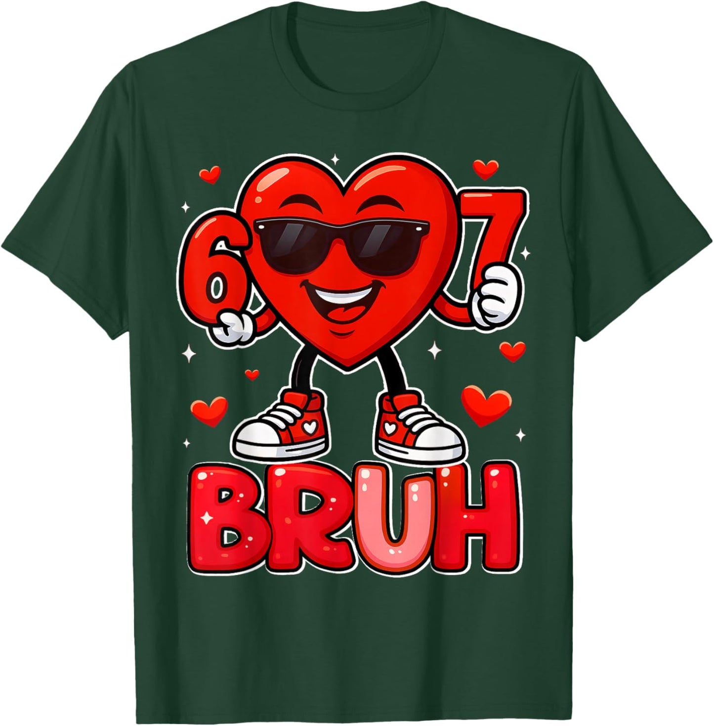 Funny 6 7 Meme 67 Six Seven Bruh Valentine Heart Boys Kids T-Shirt - T-Shirt | Forest