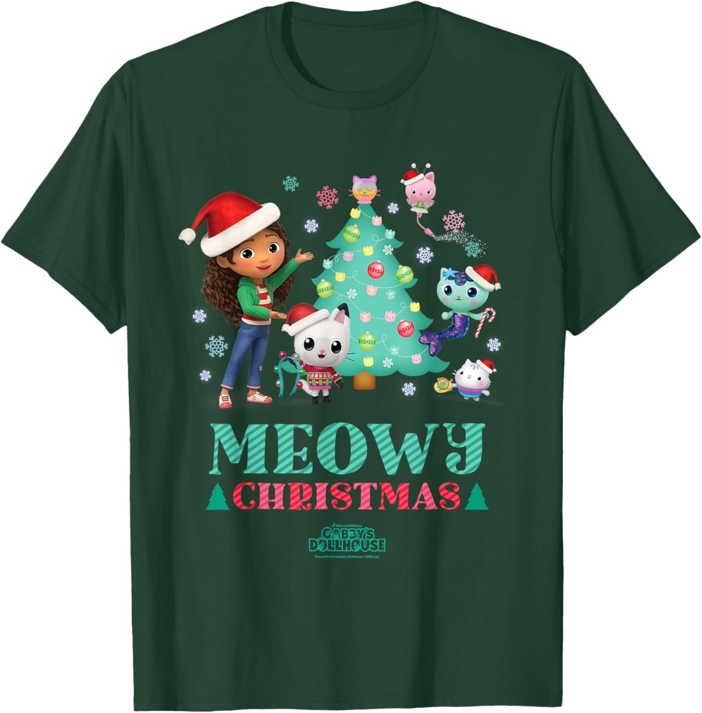 DreamWorks Gabby’s Dollhouse Meowy Christmas Holiday T-Shirt - T-Shirt | Forest