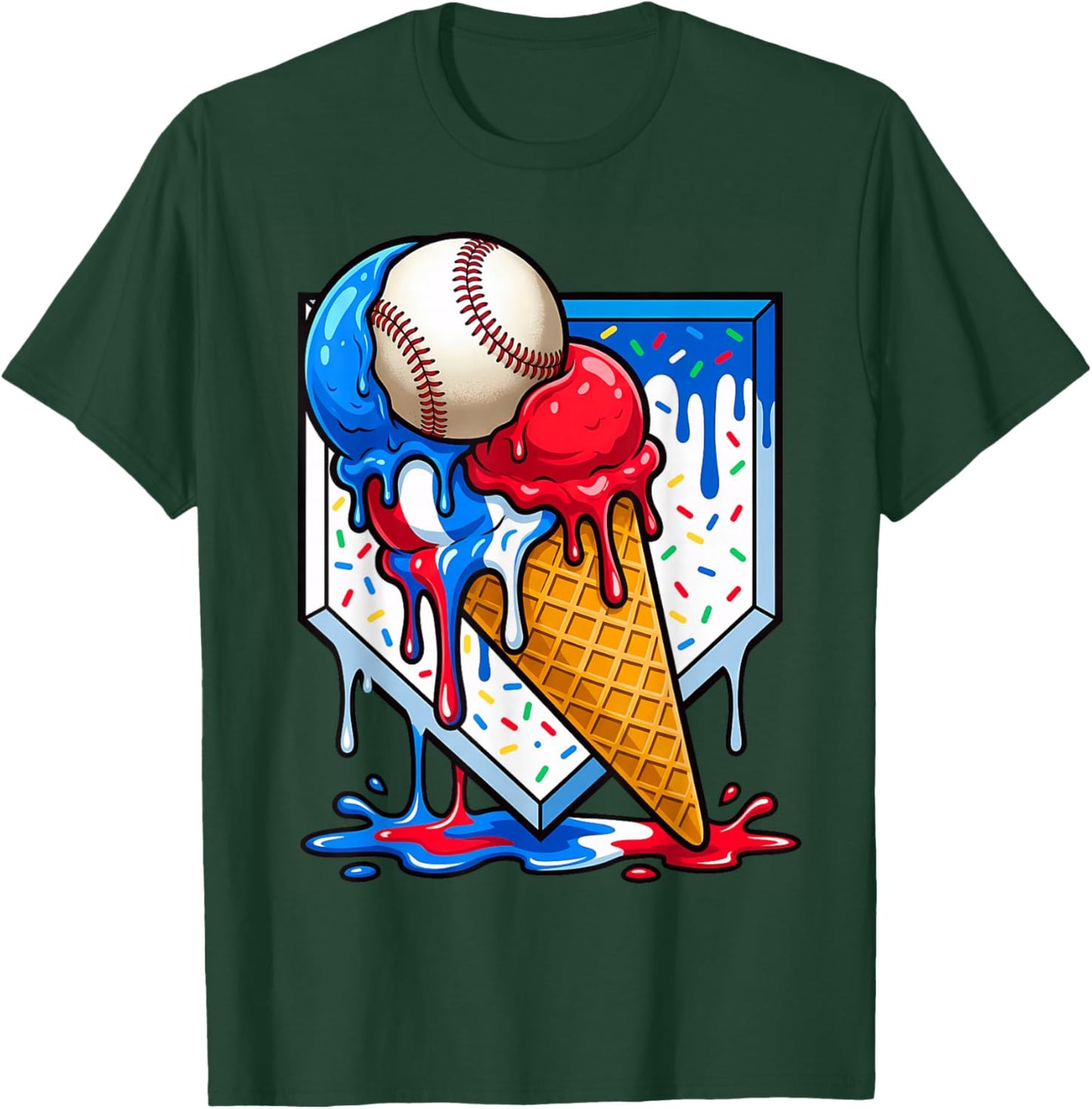 Funny Drip Baseball Sport Boys Kids T-Shirt - T-Shirt | Forest
