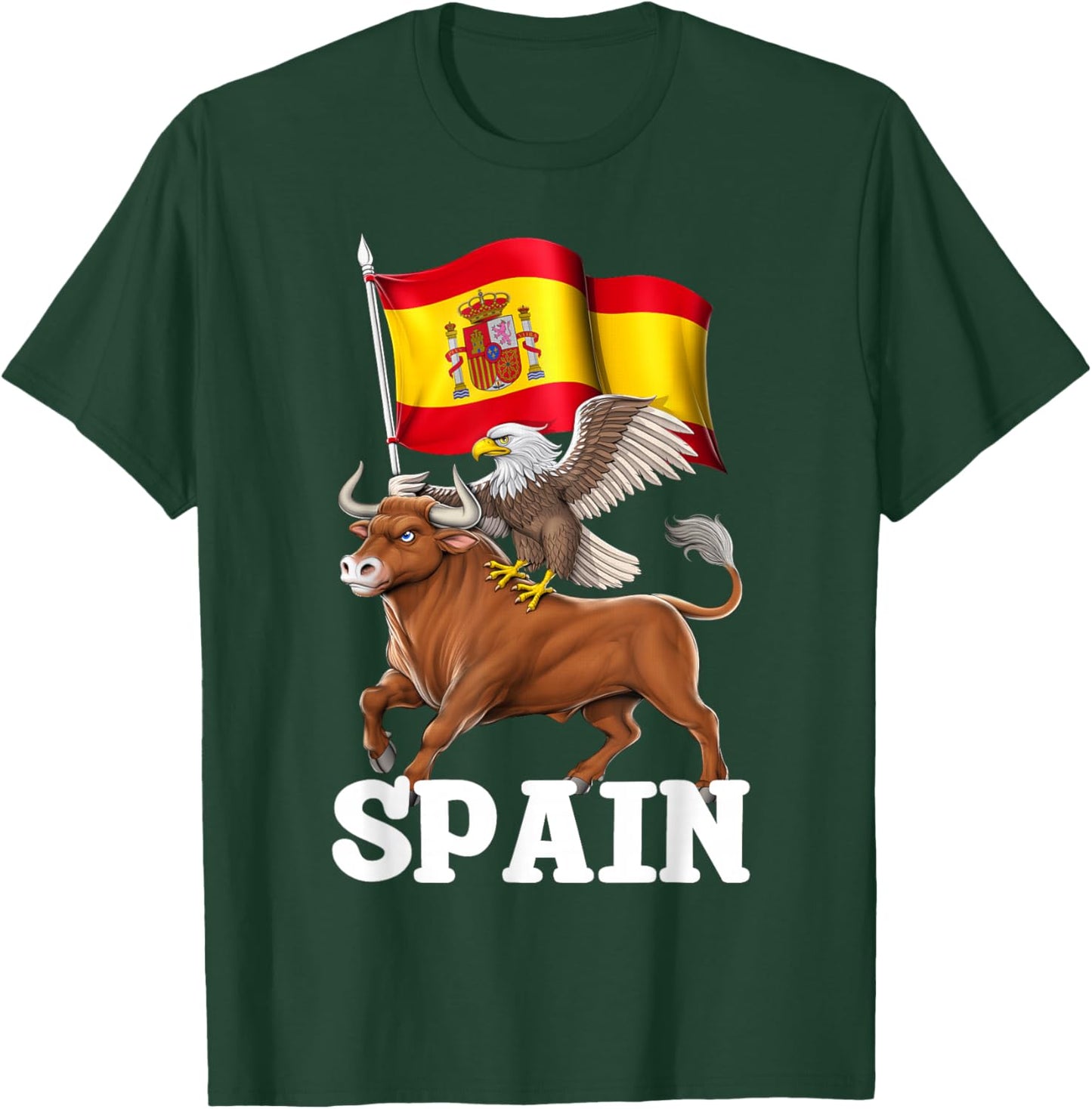 Spain Flag Spanish Bull Spanish Heritage Spanish Roots T-Shirt - T-Shirt | Forest