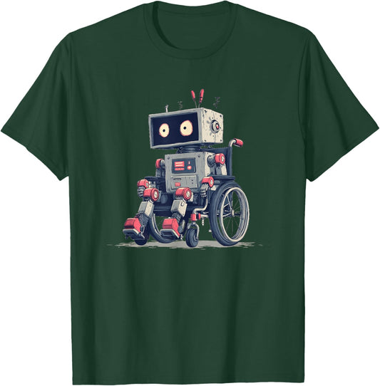 Cool Robot in Wheelchair for Machine and Robots Lovers T-Shirt - T-Shirt | Forest