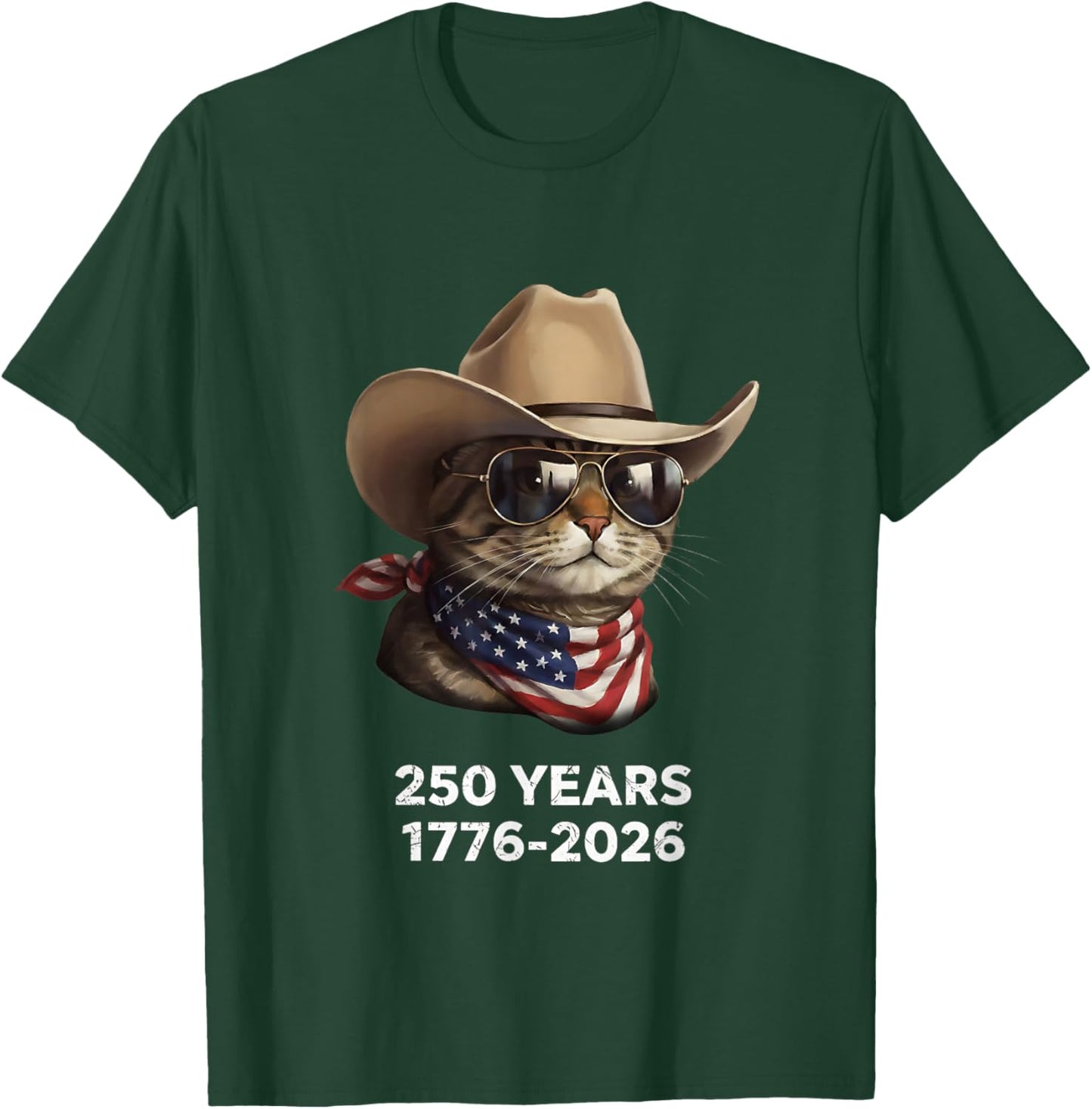 Cat Flag 250 Years 1776-2026 250th Birthday T-Shirt - T-Shirt | Forest