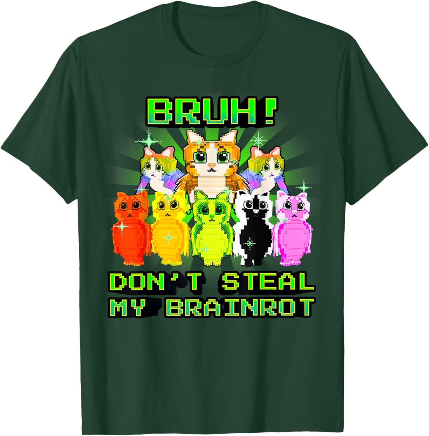 Bruh Don't Steal My Brainrot Funny Meowl Meme for Boys Kids T-Shirt - T-Shirt | Forest