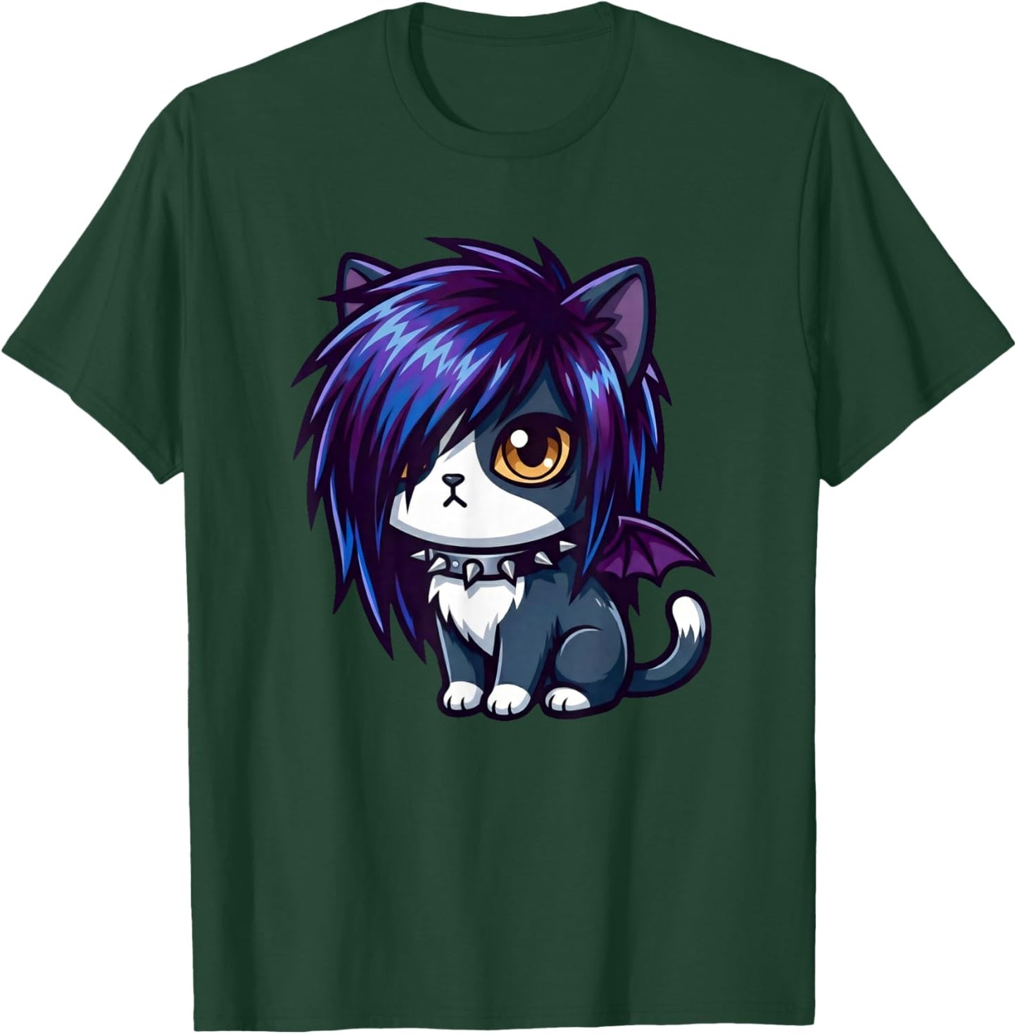 Cute Goth Cat Emo Gothic Cat Kitty Kawaii Kids Boys Girls T-Shirt - T-Shirt | Forest