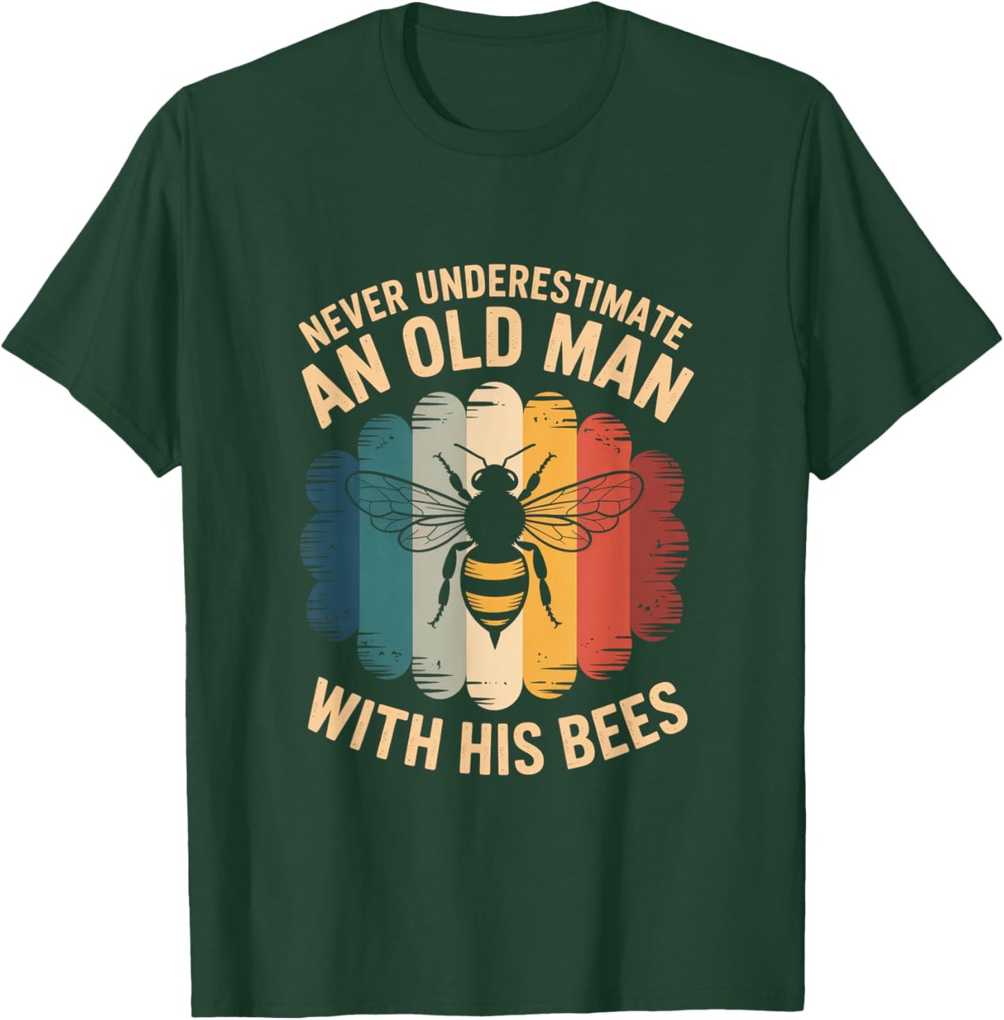 Never Underestimate an Old Man with His Bees Retro T-Shirt - T-Shirt | Forest