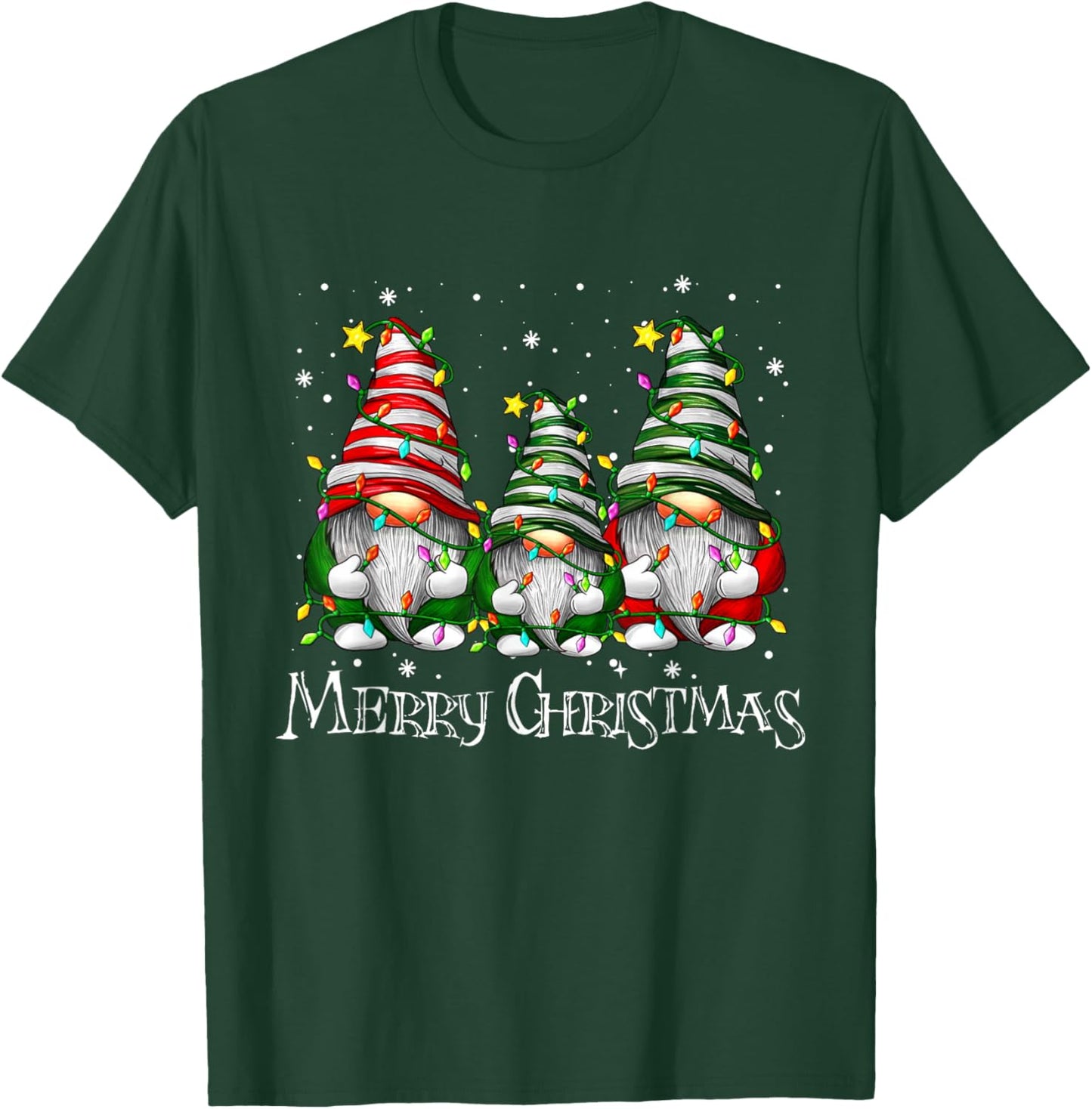 Cute Gnomes Merry Christmas Light Family Gnome Xmas Matching T-Shirt - T-Shirt | Forest