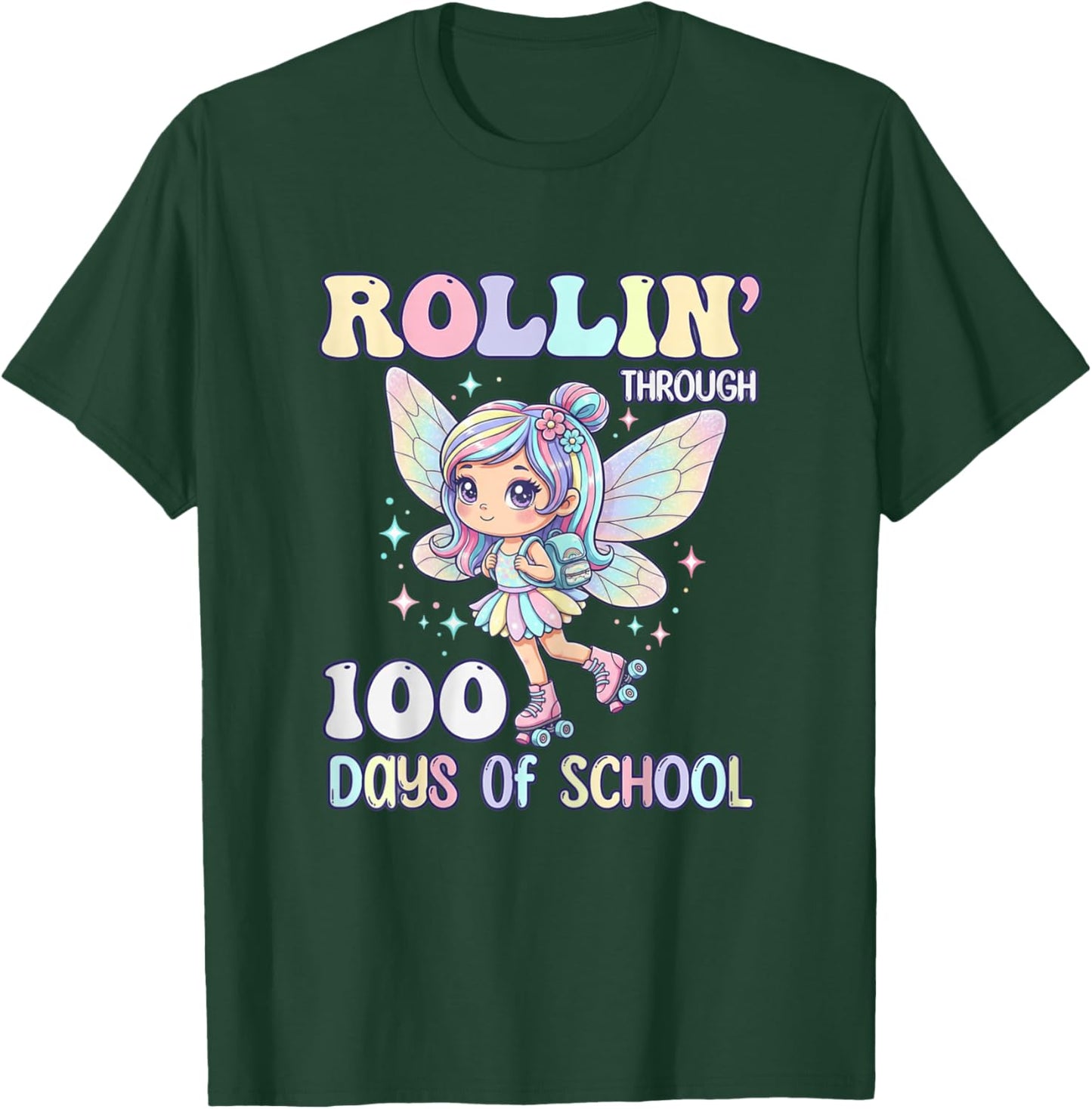 Fairy Outfit Girl 100 Days of School Girls Teacher T-Shirt - T-Shirt | Forest