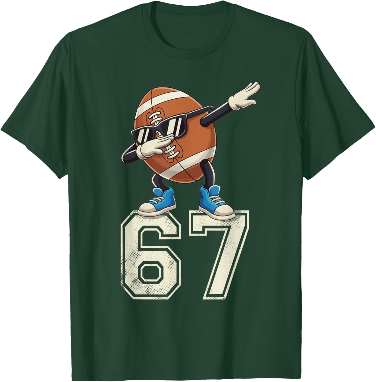 Boys Kids 67 Six Seven Sunglasses Dabbing Football Lover T-Shirt - T-Shirt | Forest