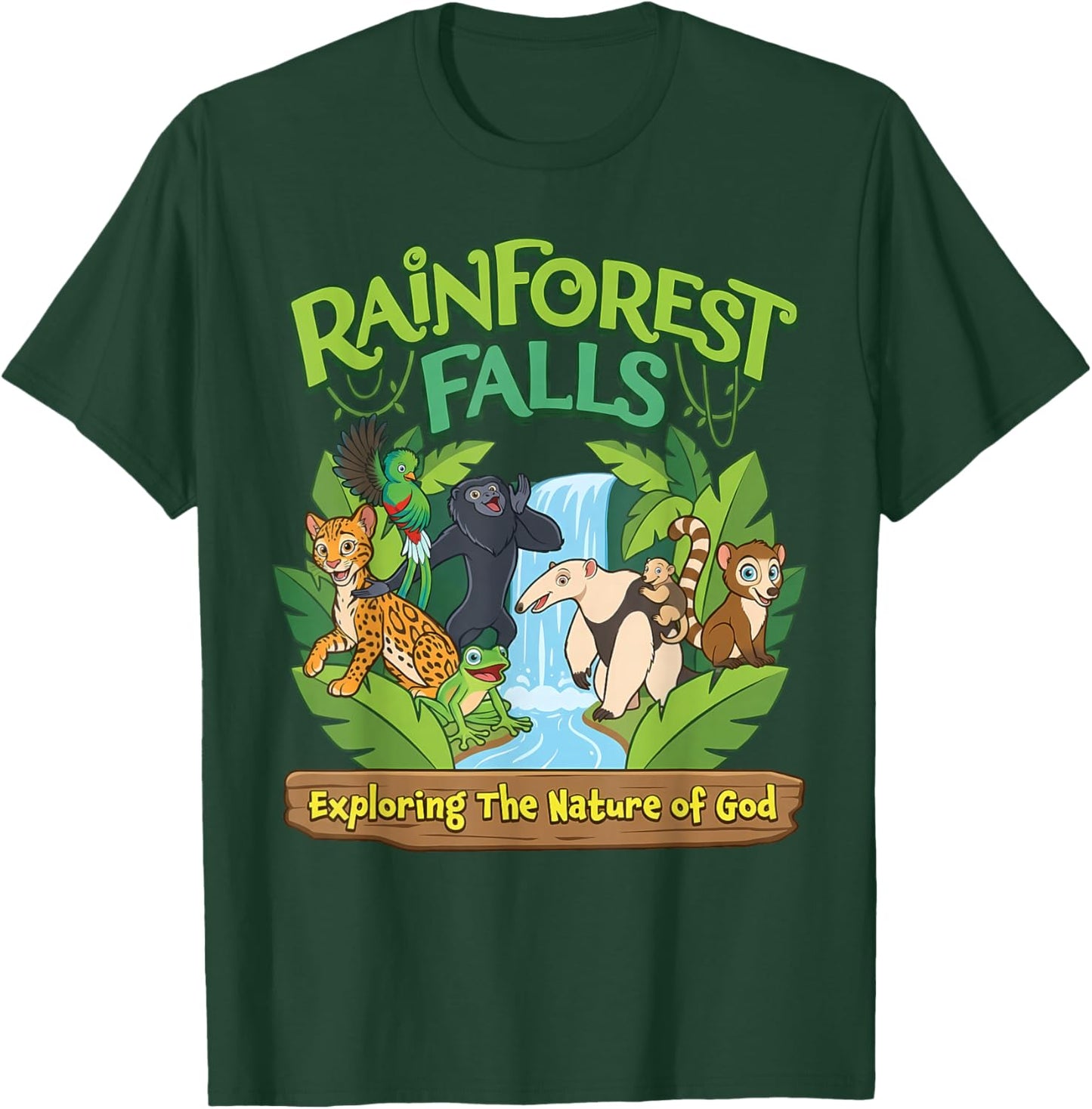 Kids VBS 2026 Rainforest Falls Exploring The Nature of God T-Shirt - T-Shirt | Forest