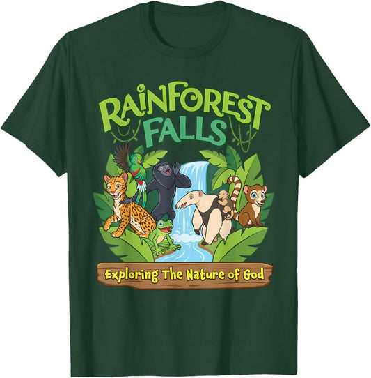 Kids VBS 2026 Rainforest Falls Exploring The Nature of God T-Shirt - T-Shirt | Forest