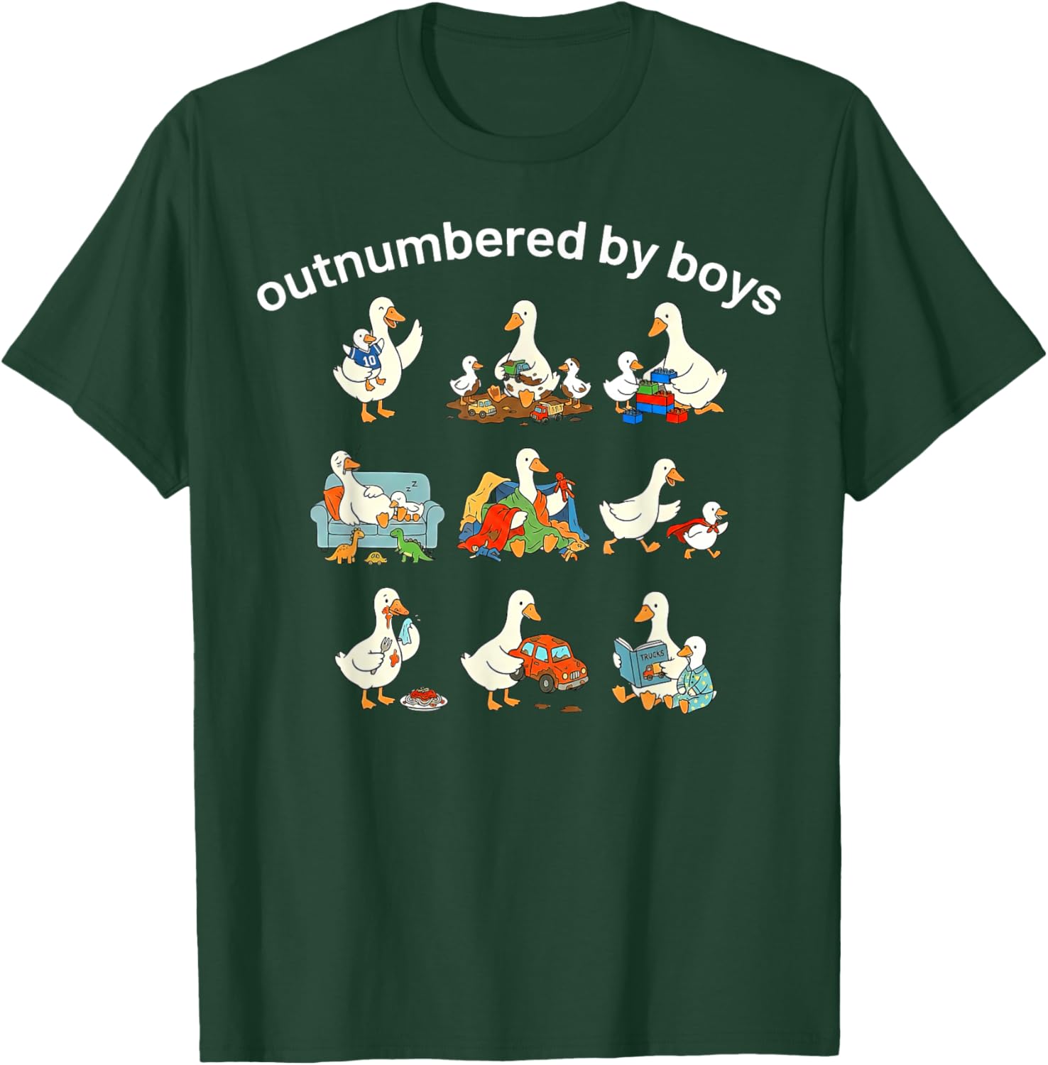 Outnumbered by Boys T-Shirt - T-Shirt | Forest