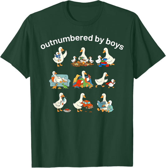Outnumbered by Boys T-Shirt - T-Shirt | Forest