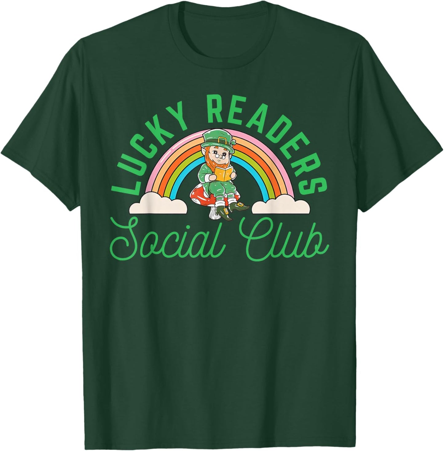 Lucky Readers Social Club Leprechaun St Patricks Book Lover T-Shirt - T-Shirt | Forest
