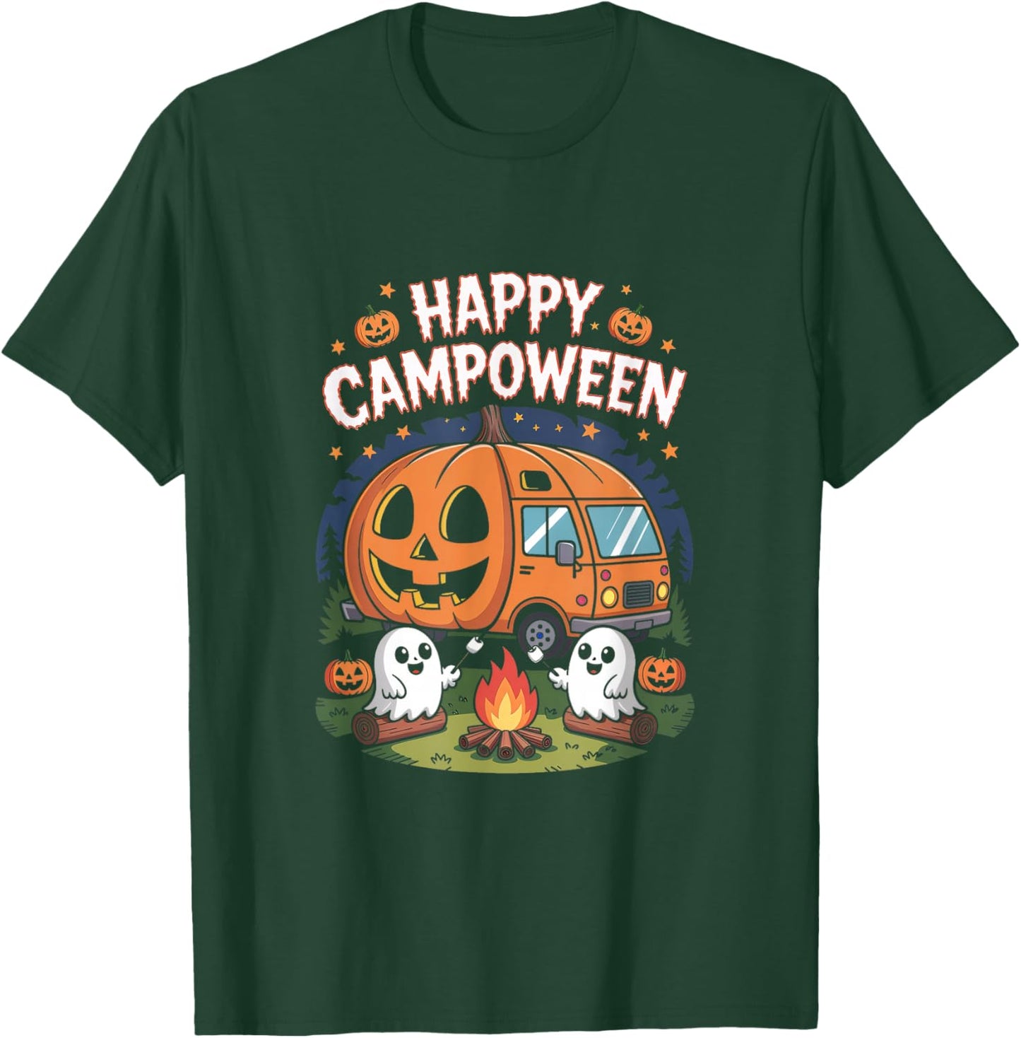 Happy Camp-O-Ween Halloween Camping Ghosts T-Shirt - T-Shirt | Forest