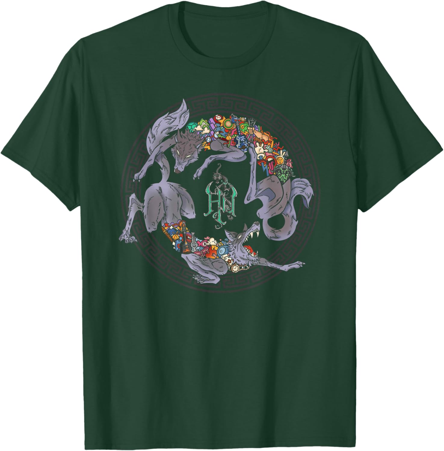 The Hu Wolf Circle Emblem T-Shirt - T-Shirt | Forest