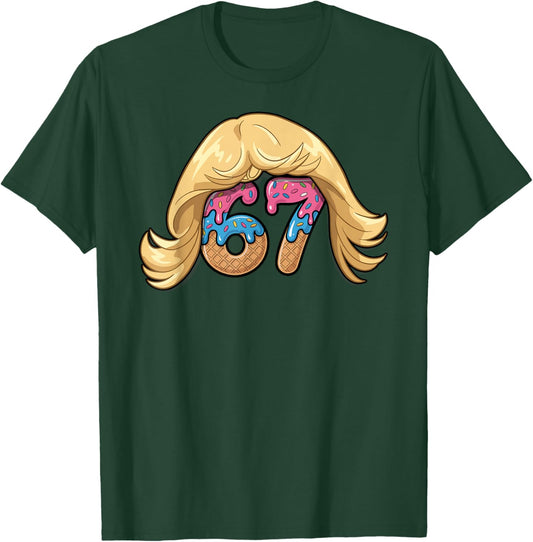 67 Ice Cream Drip Six Seven Gen Slang Alpha Funny Meme T-Shirt - T-Shirt | Forest