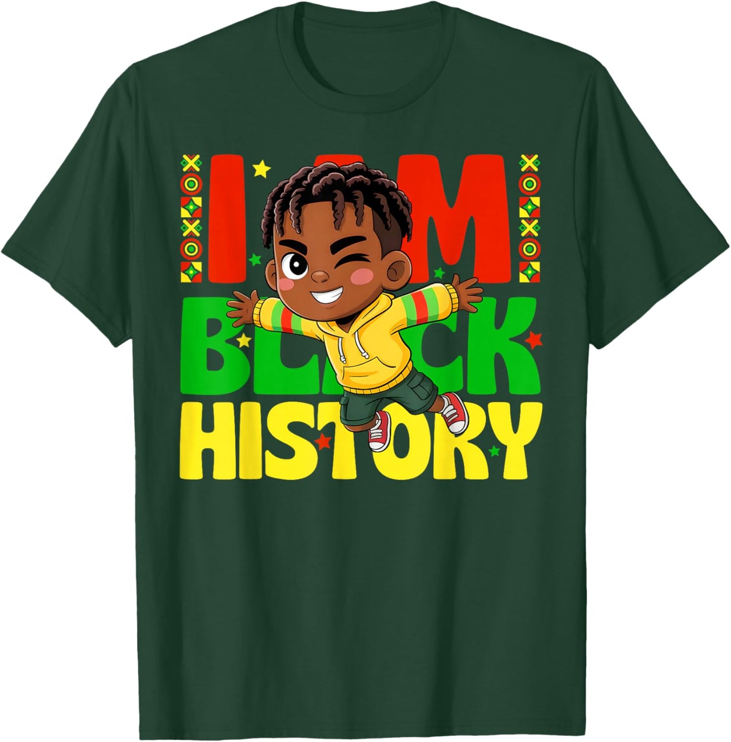 I Am Black History Afro Boy Kids Black History Month T-Shirt - T-Shirt | Forest