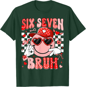 Six Seven Bruh Smile 6 7 Meme Valentines Day Girls Boys Kids T-Shirt - T-Shirt | Forest