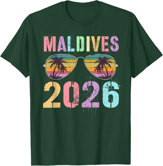 Kids Maldives 2026 Vacation Surfer Trip Moms BFF Team T-Shirt - T-Shirt | Forest