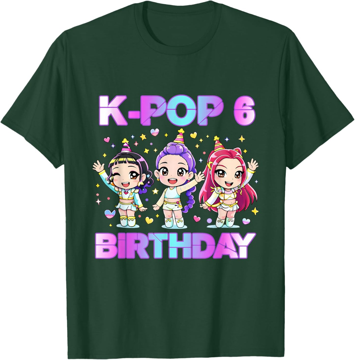 6 Years Old Birthday K pop Kids 6th Birthday Girls K-pop T-Shirt - T-Shirt | Forest