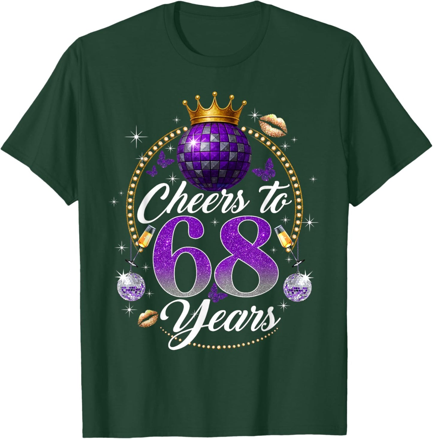 Cheers to 68 Years Old Wedding Anniversary 68th Birthday T-Shirt - T-Shirt | Forest