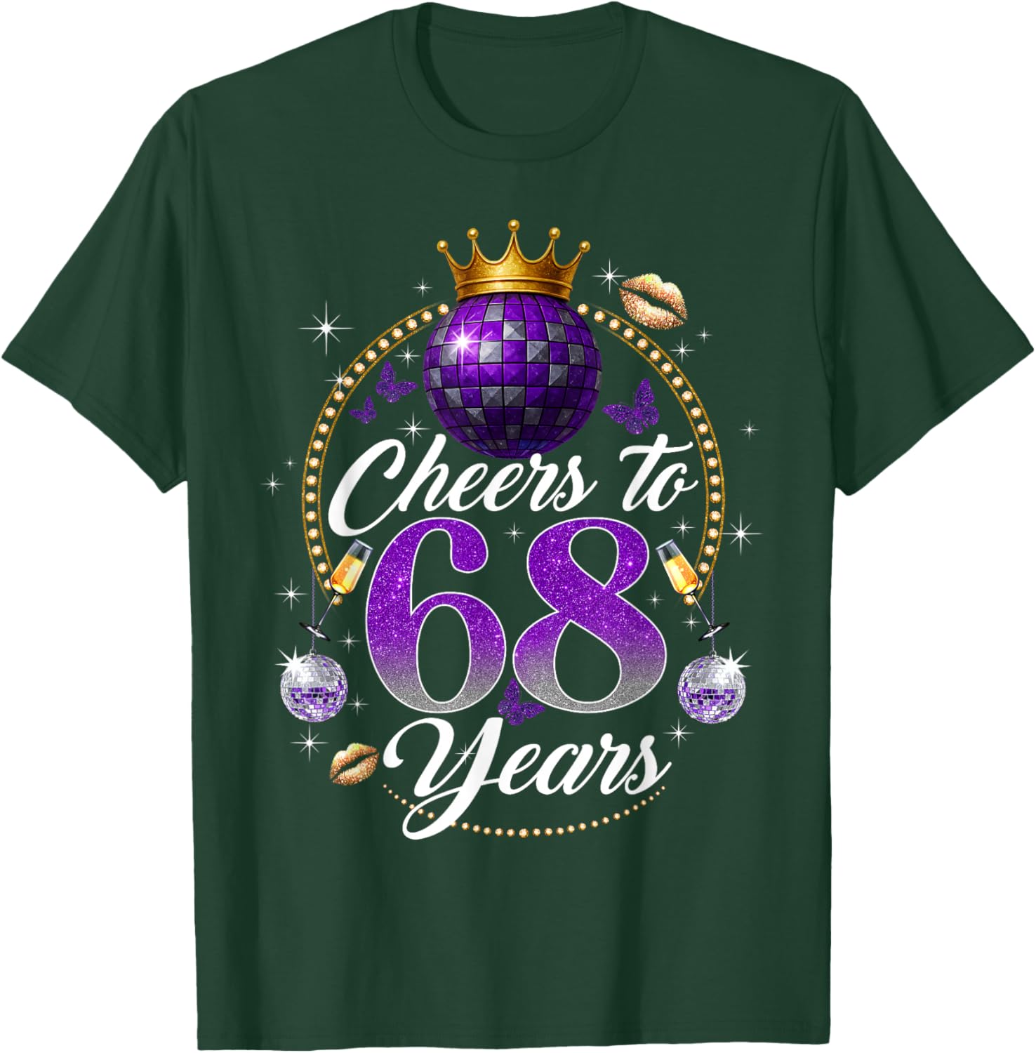 Cheers to 68 Years Old Wedding Anniversary 68th Birthday T-Shirt - T-Shirt | Forest