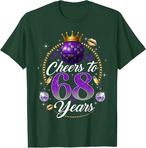 Cheers to 68 Years Old Wedding Anniversary 68th Birthday T-Shirt - T-Shirt | Forest