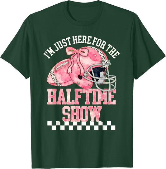 Just Here for The Halftime Show Retro Football Funny Footbal T-Shirt - T-Shirt | Forest