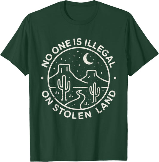 No One is Illegal On Stolen Land Native Americans Vintage T-Shirt - T-Shirt | Forest