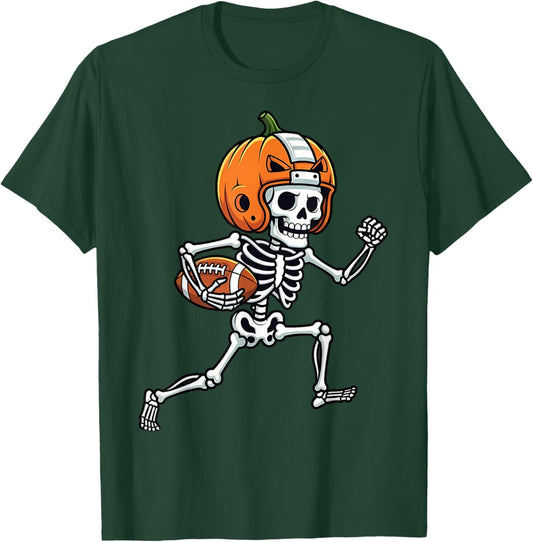 Skeleton American Football Player Spooky Sports Graphic Kids T-Shirt - T-Shirt | Forest