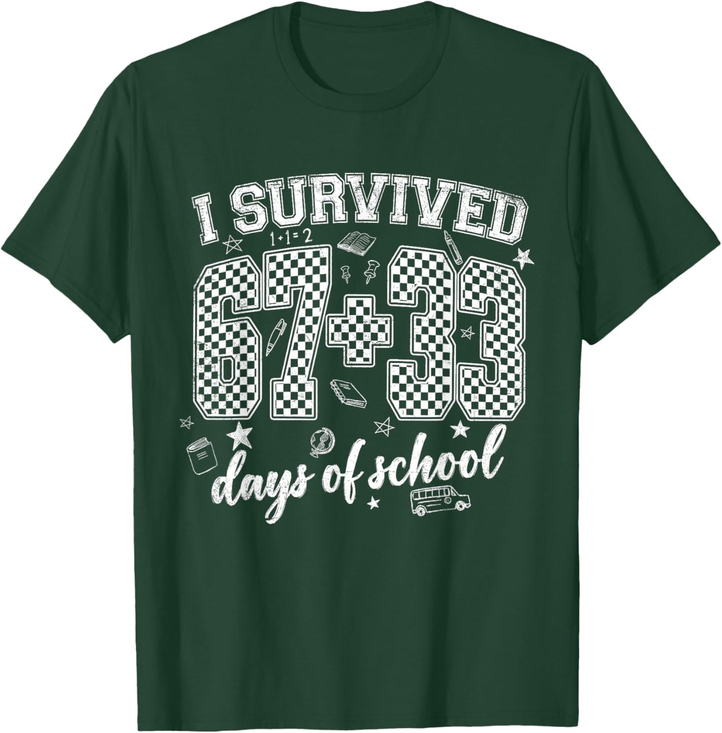 I Survived 100 Days of School 6 7 Meme Six Seven Kids Boys T-Shirt - T-Shirt | Forest