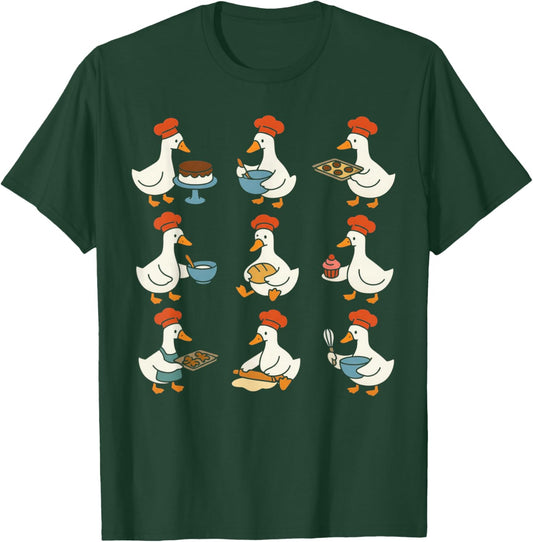 Goose Baking Funny Goose Chef Pastry Lover for Mom Grandma T-Shirt - T-Shirt | Forest