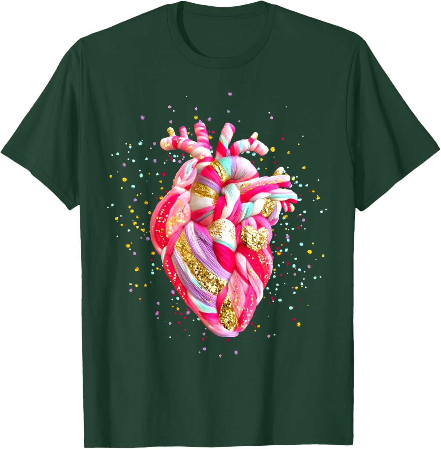 Colorful Heart Valentines Latch Hook Yarn Crochet Heart T-Shirt - T-Shirt | Forest