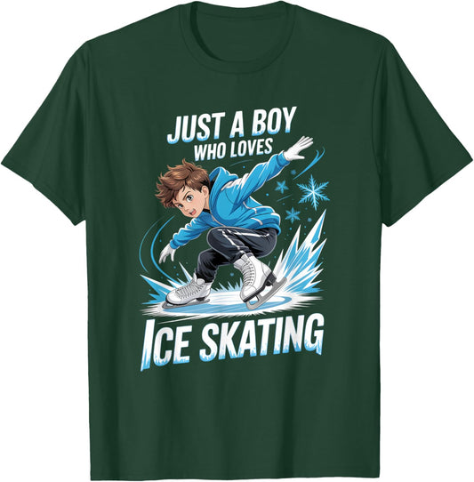 Boys Ice Skating T-Shirt - T-Shirt | Forest