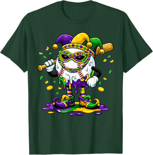Mardi Gras Baseball Beads Party Fun Boys Girls Kids T-Shirt - T-Shirt | Forest