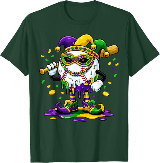 Mardi Gras Baseball Beads Party Fun Boys Girls Kids T-Shirt - T-Shirt | Forest