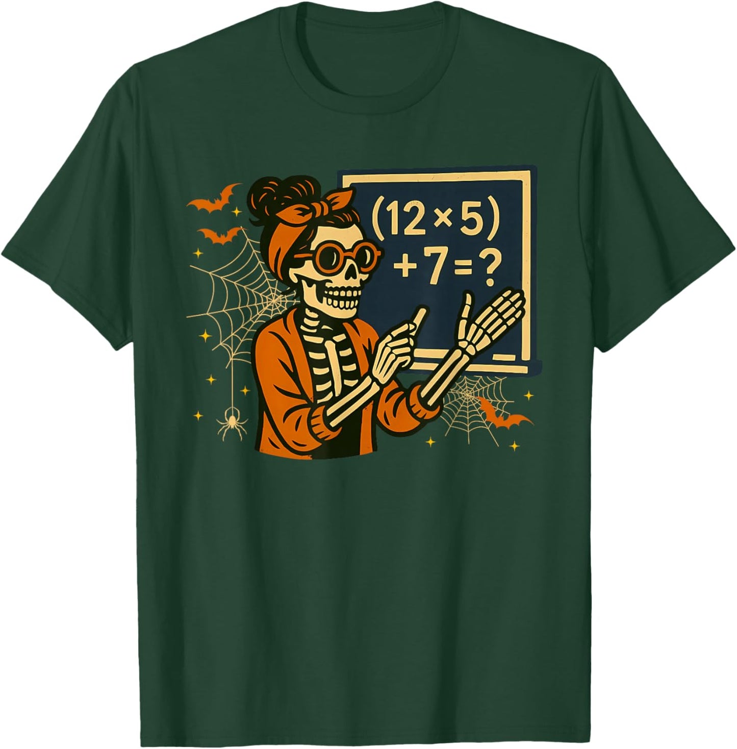 67 Teacher Halloween Skeleton Six Seven Meme Math T-Shirt - T-Shirt | Forest
