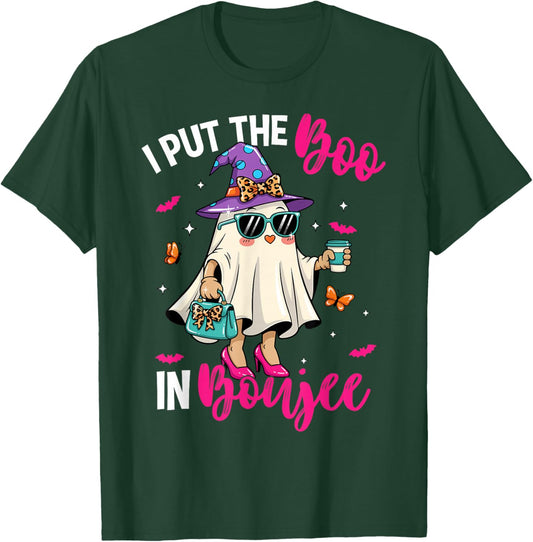 Spooky Ghost Pink I Put The Boo in Boujee Boo-Jie Halloween T-Shirt - T-Shirt | Forest